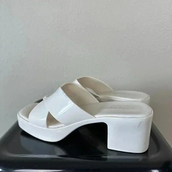Jeffrey Campbell Platform Bubblegum Mule Sandals Cream Shiny Size 8 - Picture 5 of 11